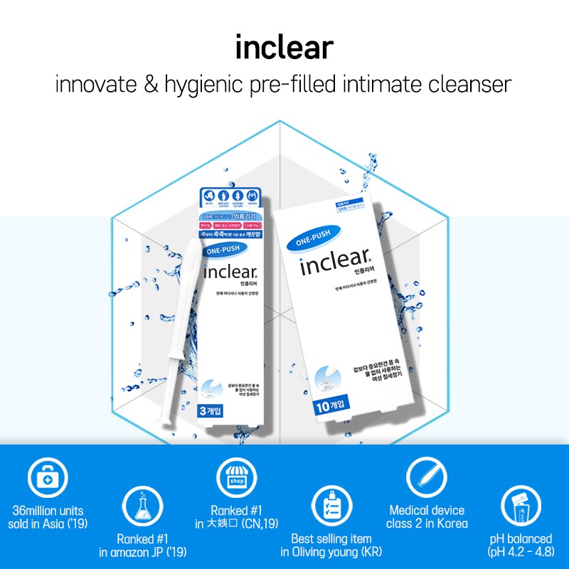 inclear 1,7g / Dung Dịch Vệ Sinh Phụ Nữ Inclear / Dung dịch  vệ sinh phụ nữ bổ sung acid lactic / giúp hỗ trợ tăng lợi khuẩn / cân bằng độ PH
