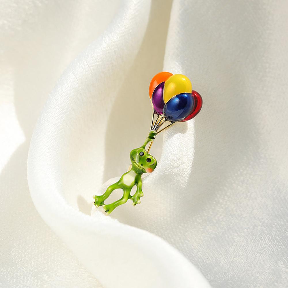 Trâm Cài Áo Hình Chú Ếch Cầm Bong Bóng Phong Cách Vintage Thanh Lịch Cho Nữ