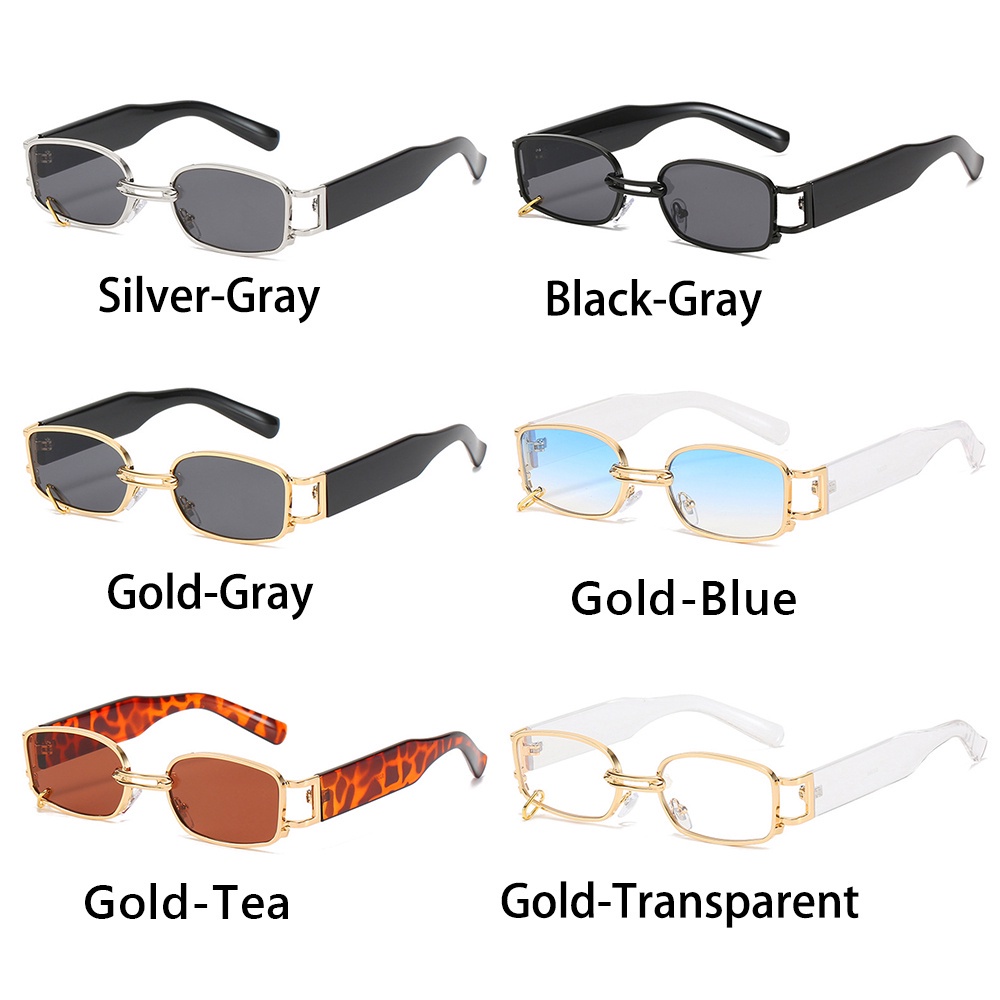 Kính Mát Gọng Chữ Nhật Nhỏ Bằng Kim Loại Chống Tia Uv400 Phong Cách Punk Cổ Điển Thời Trang Cho Nữ