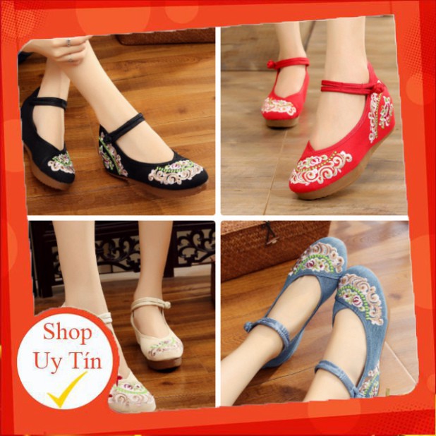 💥 HÀNG MỚI VỀ- SẴN-Tổng Mẫu Giày Thêu Cổ Trang cao 5cm