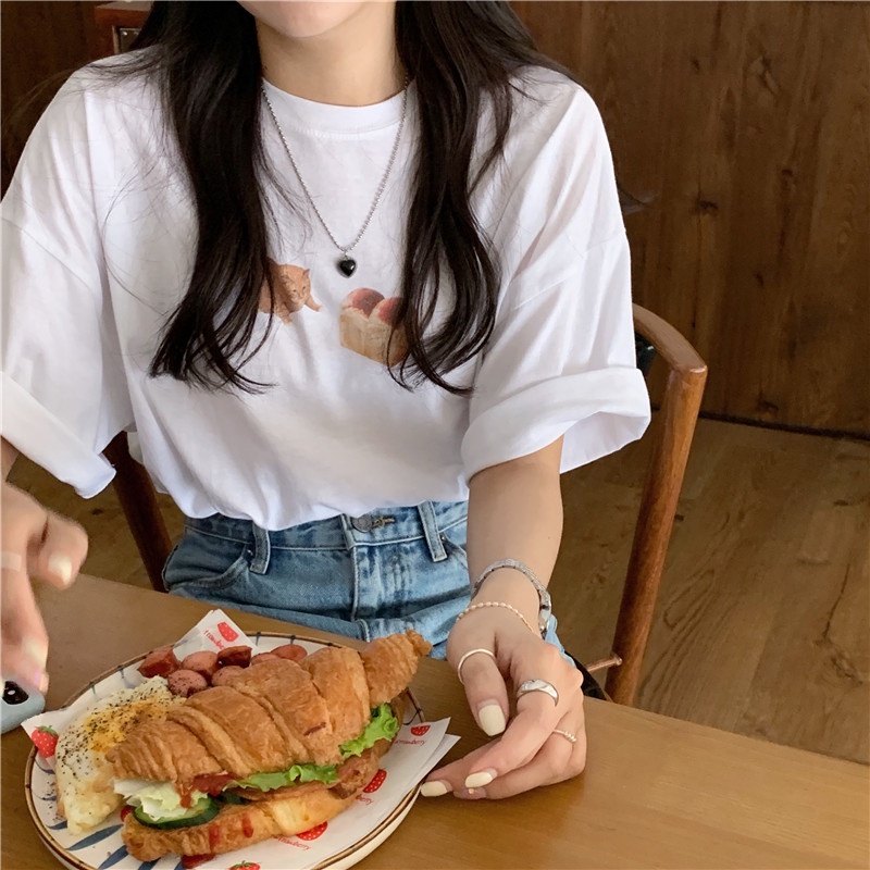 Áo Thun In Hình Mèo Dễ Thương 49116