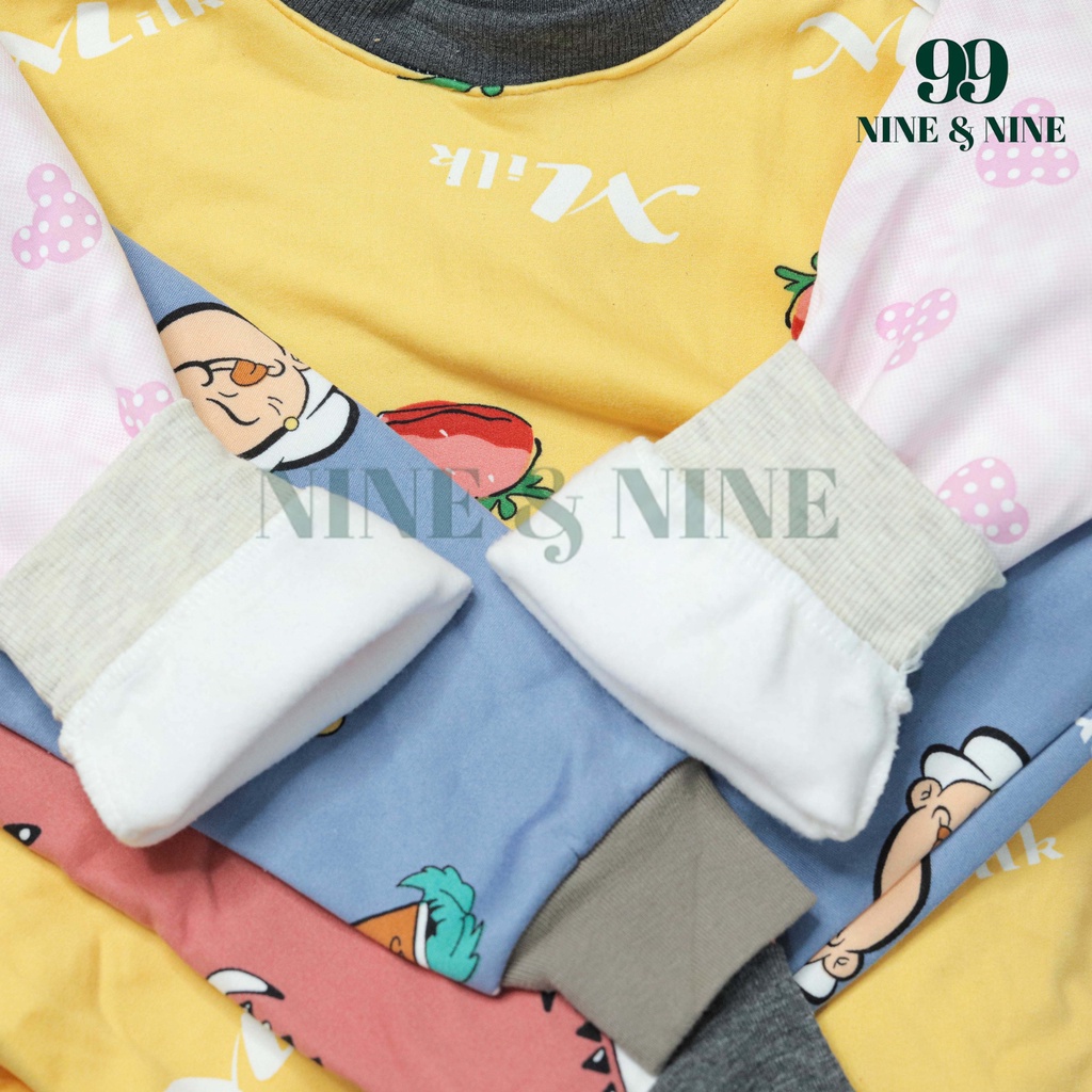 Bộ đồ ngủ 💛SALE💛 nỉ bông nhập khẩu cao cấp Pijama mặc nhà nữ thu đông họa tiết dễ thương cute bigsize dáng rộng >60kg