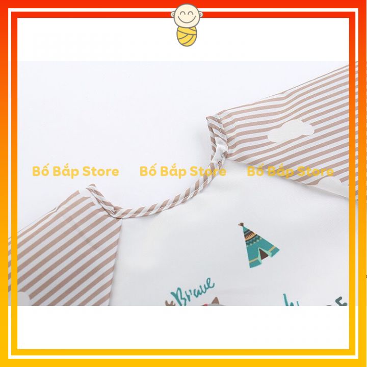 Áo Yếm Ăn Dặm Phong Cách Hàn Quốc Không Thấm Nước Ngắn Tay, Có Máng Hứng Thông Minh