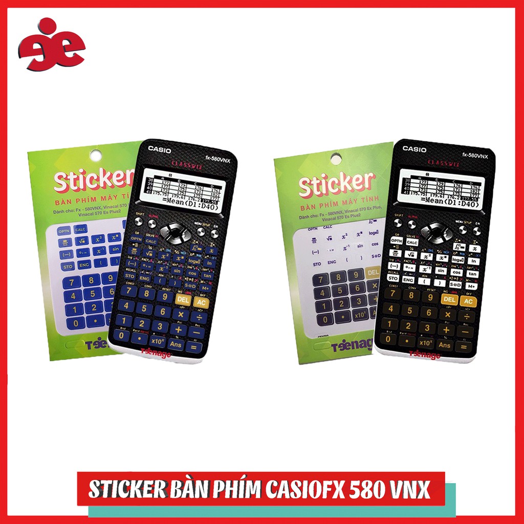 Bộ 2 sticker bàn phím máy tính CasioFX 580 VNX