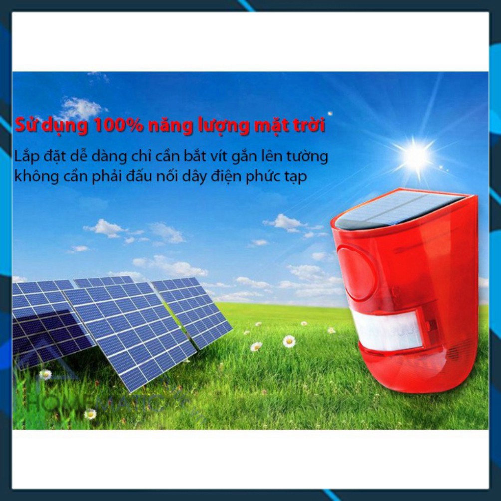 Còi chống trộm SOLAR, còi hú, chuông báo chống trộm hồng ngoại dùng năng lượng mặt trời, BH 6 tháng