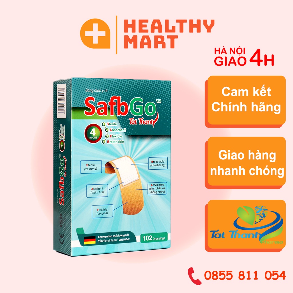 ✔️️️ Miếng dán vết thương Safbgo H 120m- Băng cá nhân bảo vệ vết trầy xước - Tất Thành Pharma