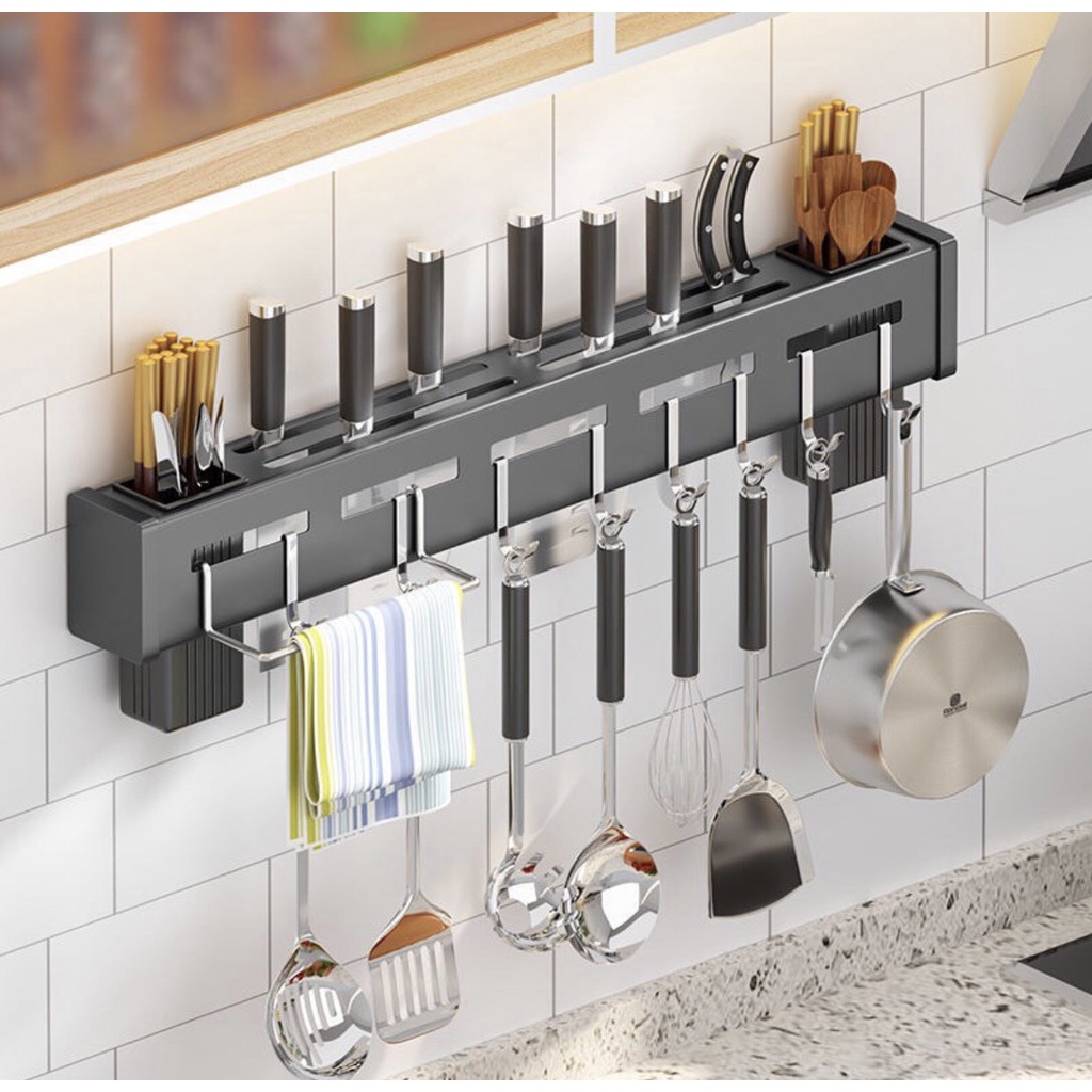 Kệ Để Dao Thớt InoxDán Tường, Giá Để Đồ Dùng Nhà Bếp Đa Năng Chất Liệu INOX Không Gỉ