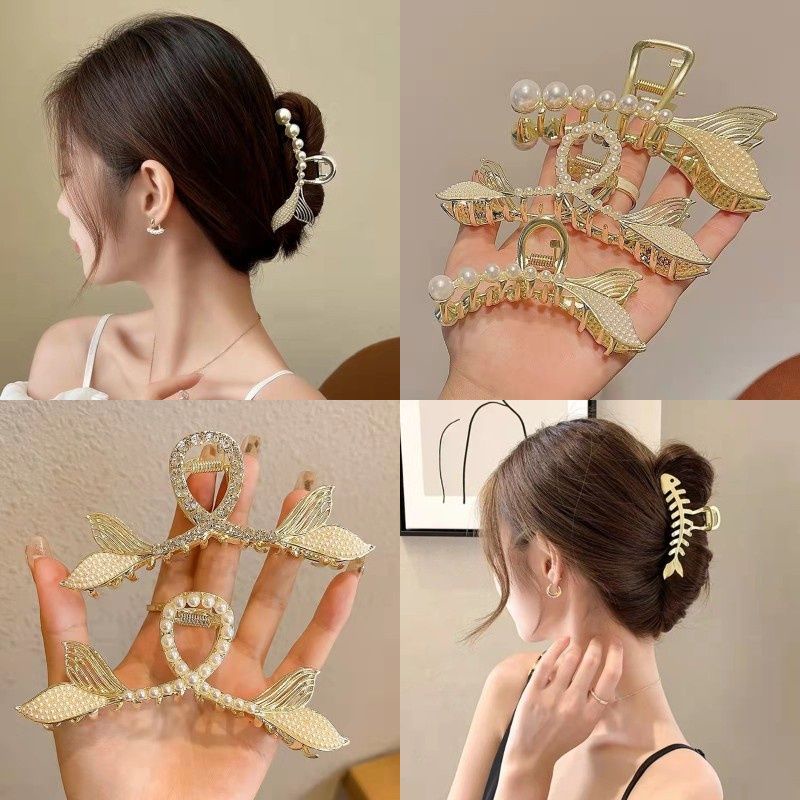 Kẹp Tóc Kim Loại Hình Đuôi Cá, Kẹp Gấp Tóc