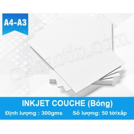 GIẤY IN MÀU COUCHE BÓNG ĐỊNH LƯỢNG 300G A4 IN MỰC NƯỚC (OFFSET RC)( xấp 50 tờ)