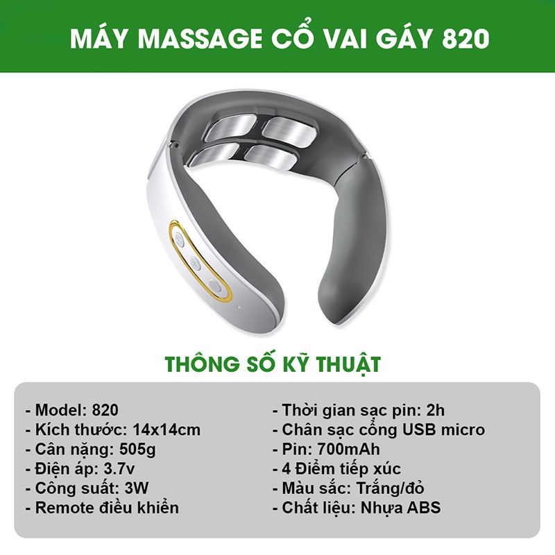 Máy Massage Cổ Vai Gáy, Mát Xa Trị Liệu JIASHI Đa Chức Năng 8 Chế Độ Massage Có Điều Khiển Remoto Từ Xa - MMC01