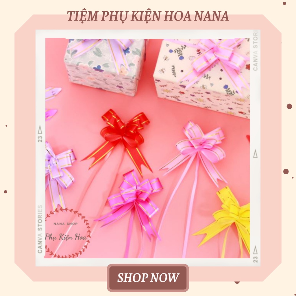 [Set 10 nơ] Nơ rút hình bướm size vừa 6.5*10.5cm, nơ trang trí bó hoa, hộp quà, phòng tiệc