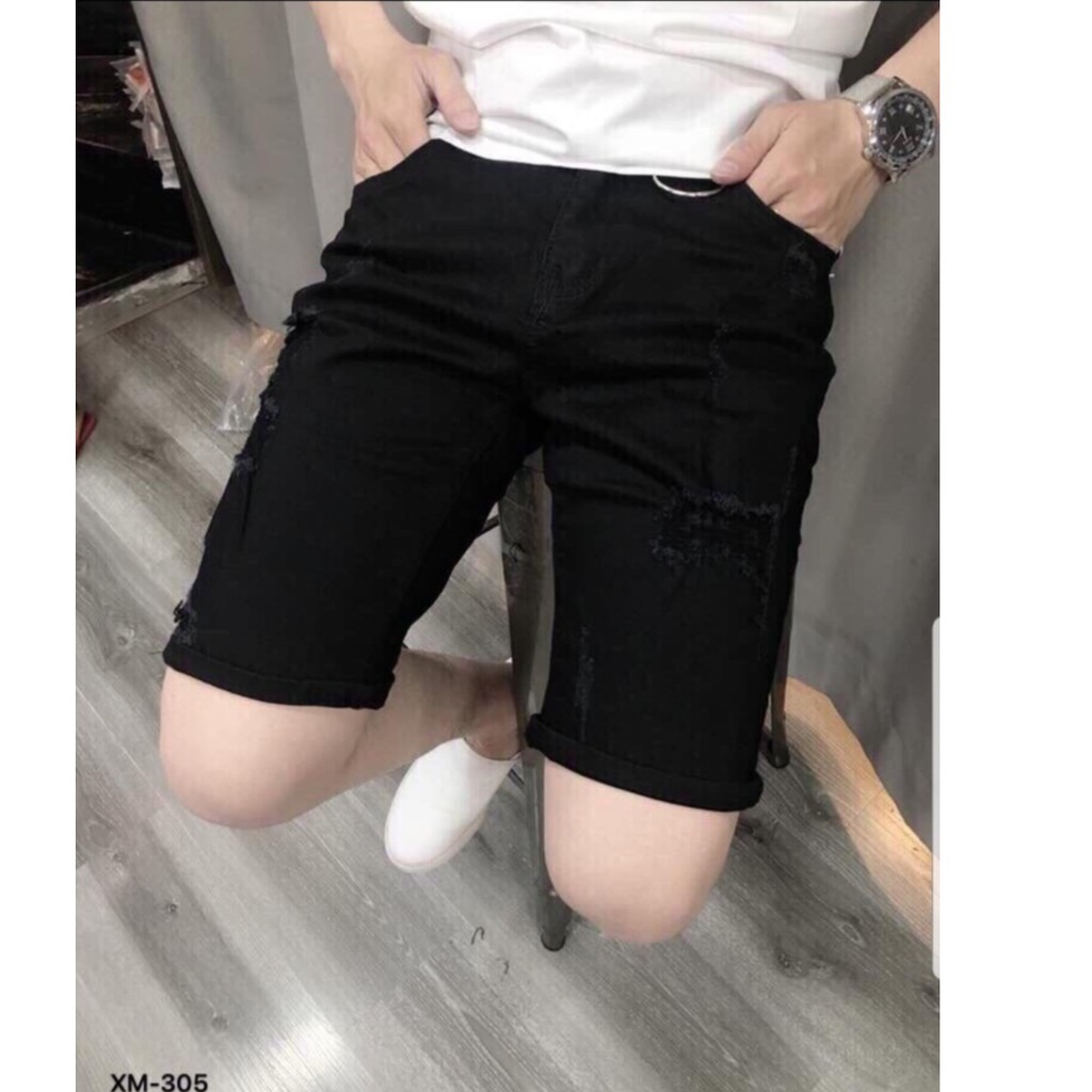 Quần Short Nam jeans nam rách gối jeans nam body quần jeans nam xước MS 305 fashionteengroup