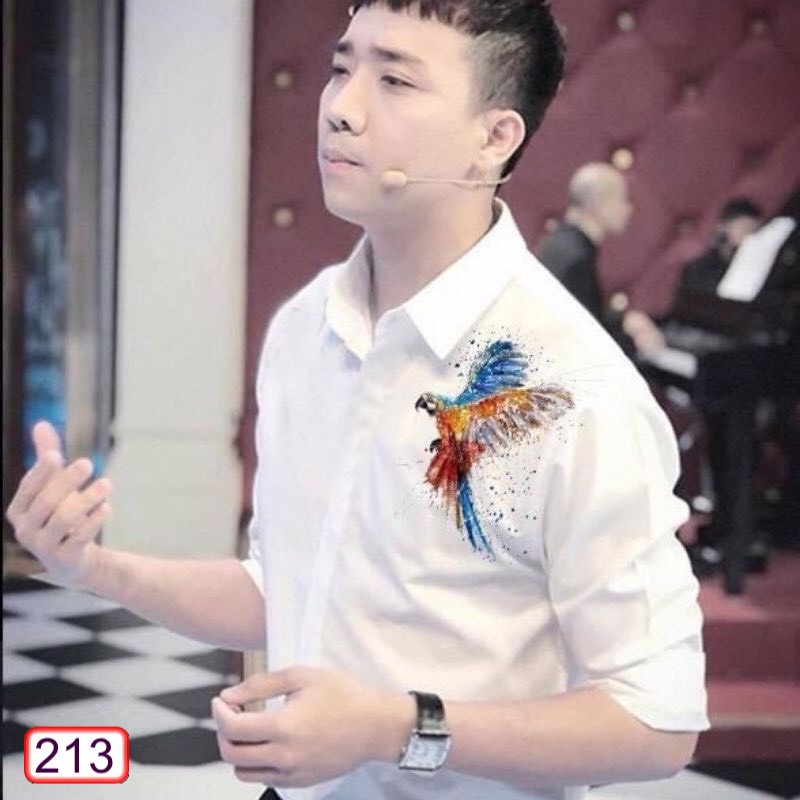 Áo Sơ Mi Nam Nữ Dài Tay Thêu Chú Vẹt Ngũ Sắc 213 Hàn Quốc Cực Đẹp - Hazo