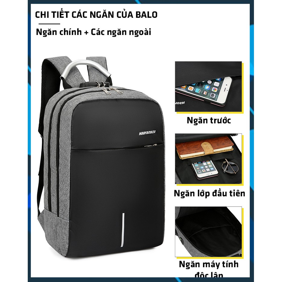 Balo Laptop Chống Trộm, Túi Cặp Đựng Laptop 15.6 inch Chống Sốc Cho Dân Văn Phòng Đi Làm (Min Shop)