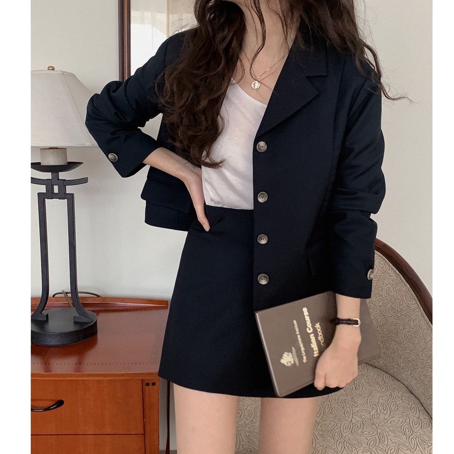 Set Áo Khoác Dài Tay + Chân Váy Ngắn Dễ Phối Đồ Thời Trang 49368