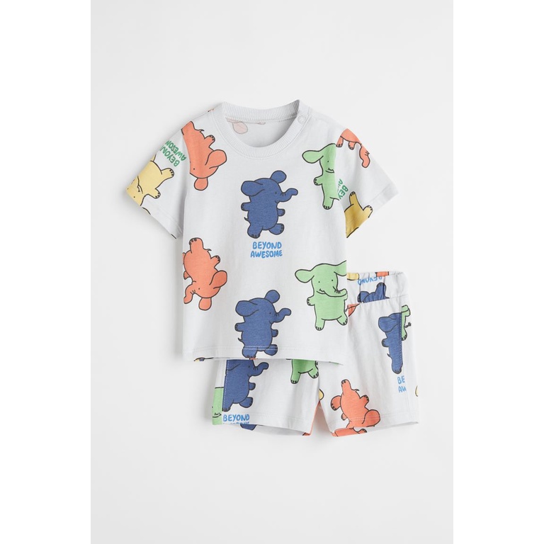 Set bộ bé trai cộc tay chất cotton HM auth