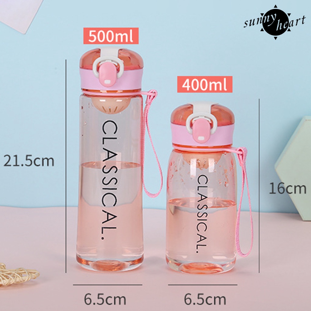 Bình Nước Có Ống Hút Thiết Kế Đơn Giản Chống Tràn 400ML/500ML Cao Cấp Cho Bé