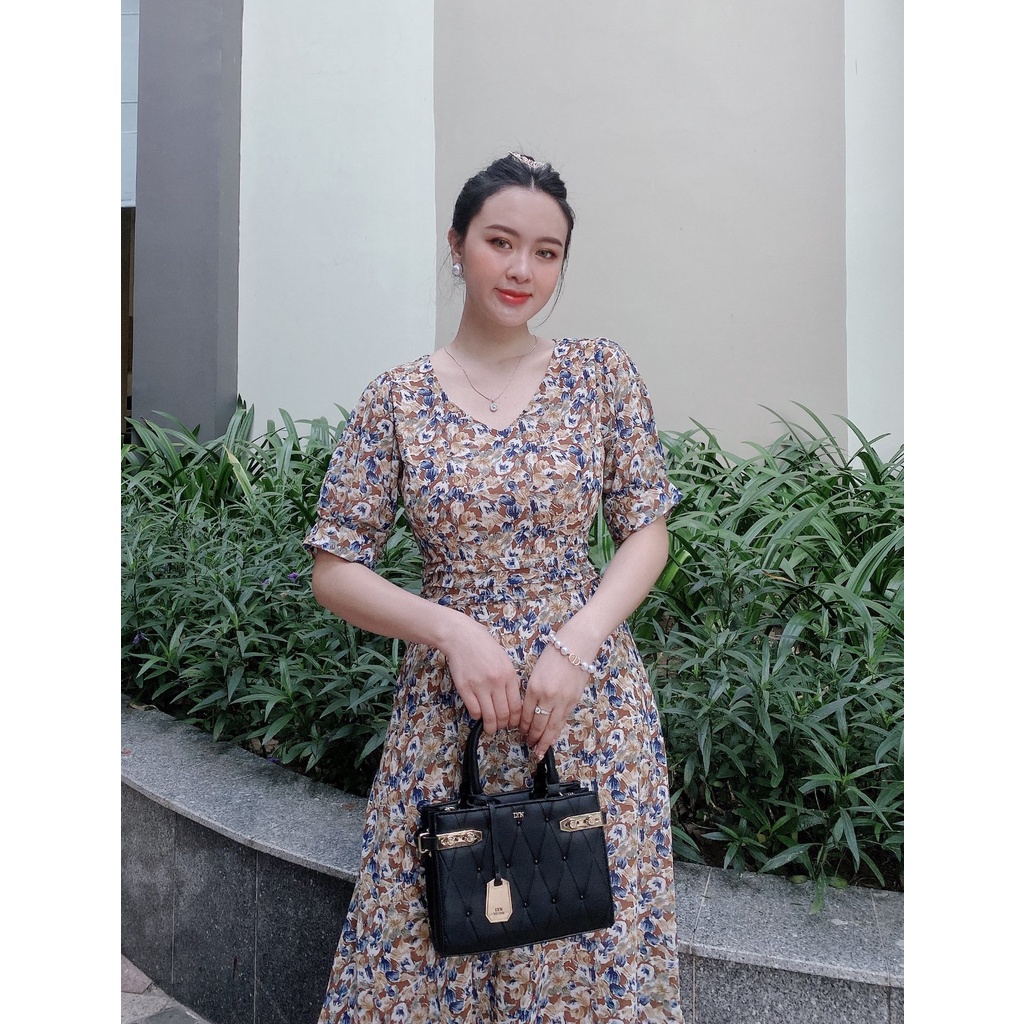 ĐẦM HOA VOAN XẾP EO-DAM09