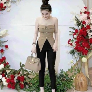 Áo ống cúp ngực kiểu cài nút nhọn tà kèm mút cực xinh , chất kate nhật mềm mịn mát