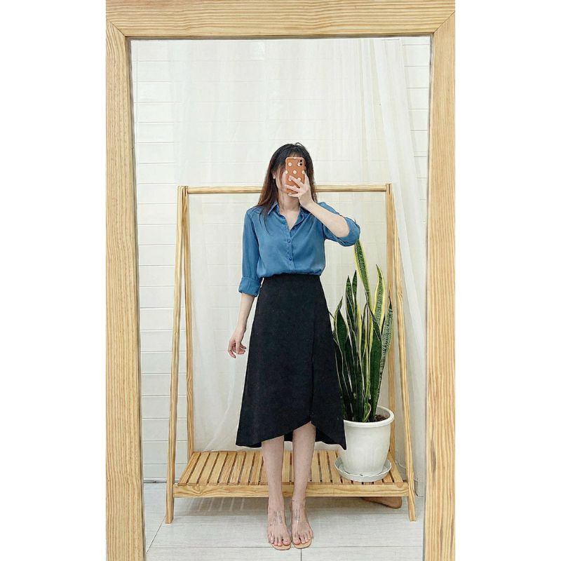 Sơ mi lụa gấm mềm xanh ngọc | BigBuy360 - bigbuy360.vn