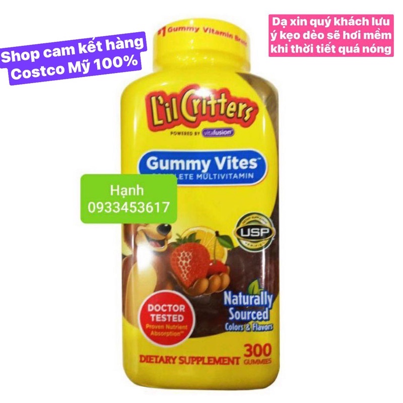 300 viên kẹo dẻo cho bé lil critters Gummy Vites