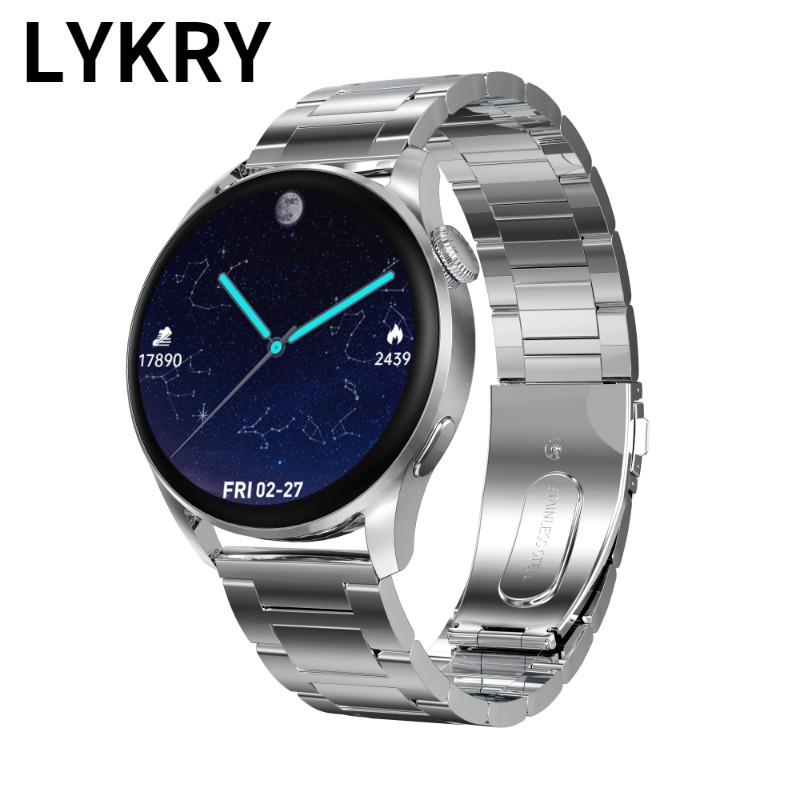 Đồng hồ thông minh Lykry DT3 Bluetooth mặt tròn kháng nước IP68 màn hình xem nhịp tim theo dõi tập luyện 1.36 inch