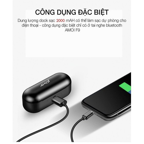 Tai nghe Bluetooth AMOI F9 Bản QUỐC TẾ | nút cảm ứng | Bluetooth 5.0 | Pin 280 giờ | sạc dự phòng💥 | BigBuy360 - bigbuy360.vn