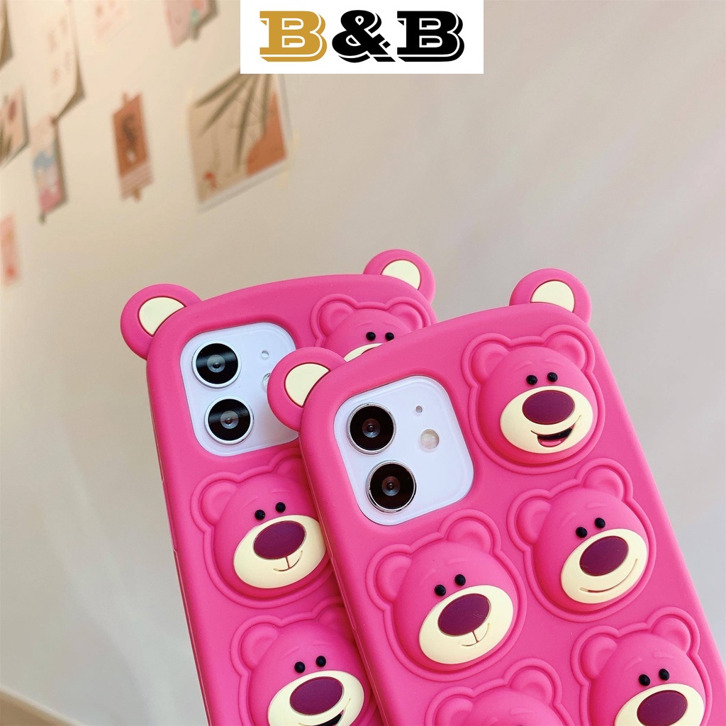 Ốp Điện Thoại Mềm In Hình Gấu Và Dâu Tây Cho iPhone 7 8 7/8Plus X XS Max XR 11 12 13 Pro Max
