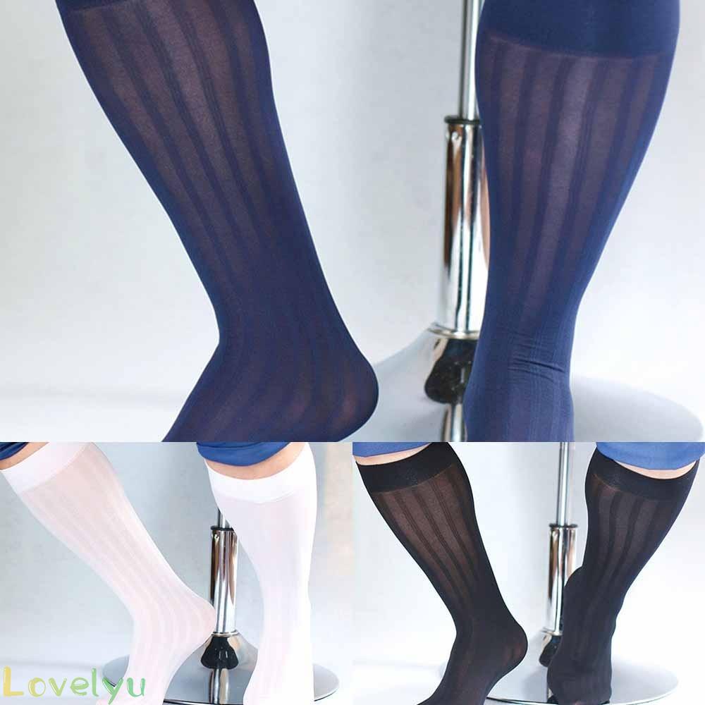 Vớ dài trung bình đến gối vải siêu mỏng co giãn họa tiết kẻ sọc 100% mới chất lượng cao cho nam