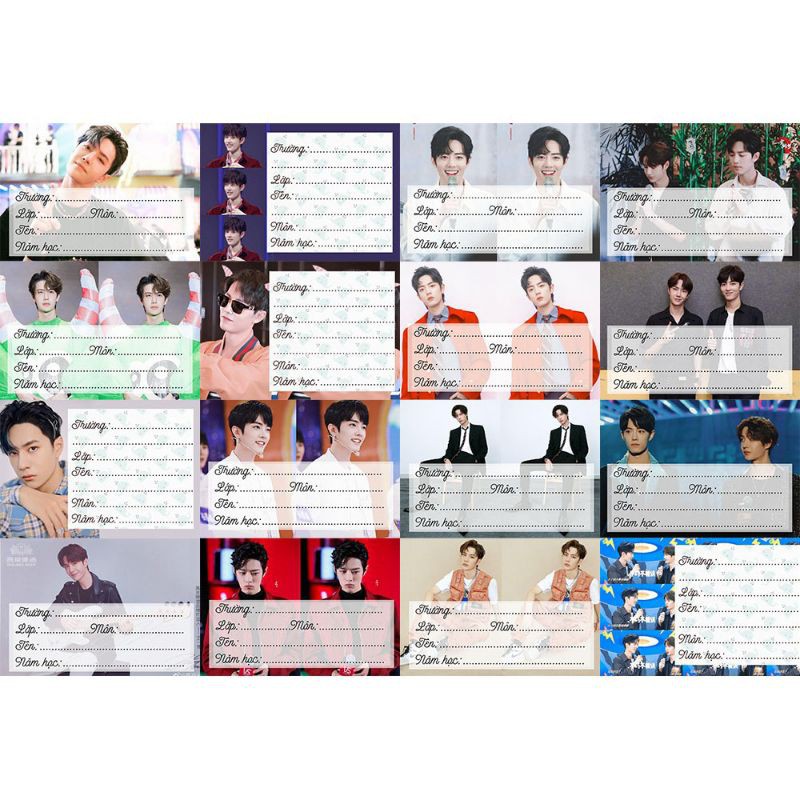 Nhãn / thời khóa biểu Tiêu Chiến Vương Nhất Bác Trần tình lệnh nhãn tên nhãn tập nhãn vở