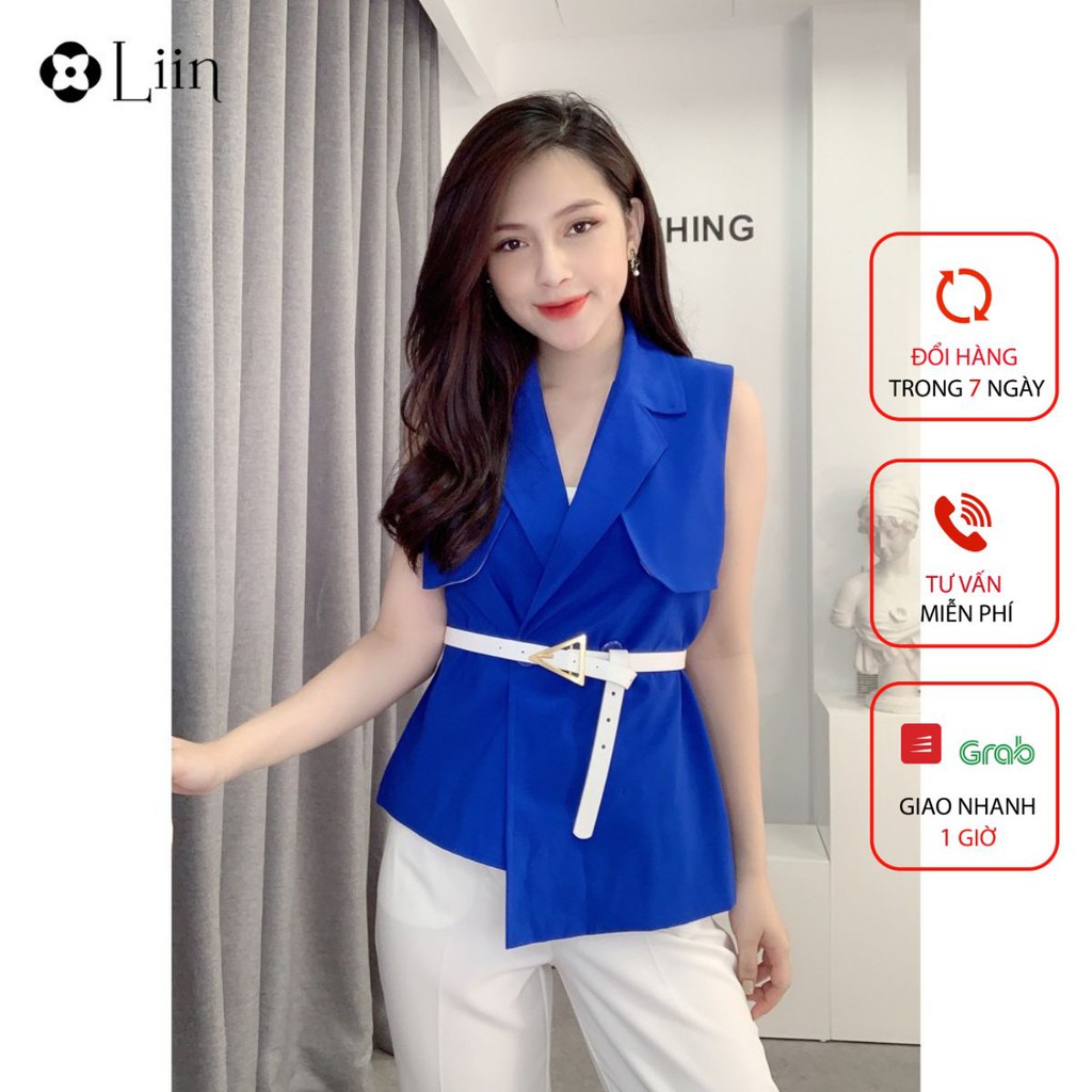 Áo vest gile nữ Linbi đủ size, kiểu dáng sành điệu cá tính màu xanh coban năng động Liin clothing V5175