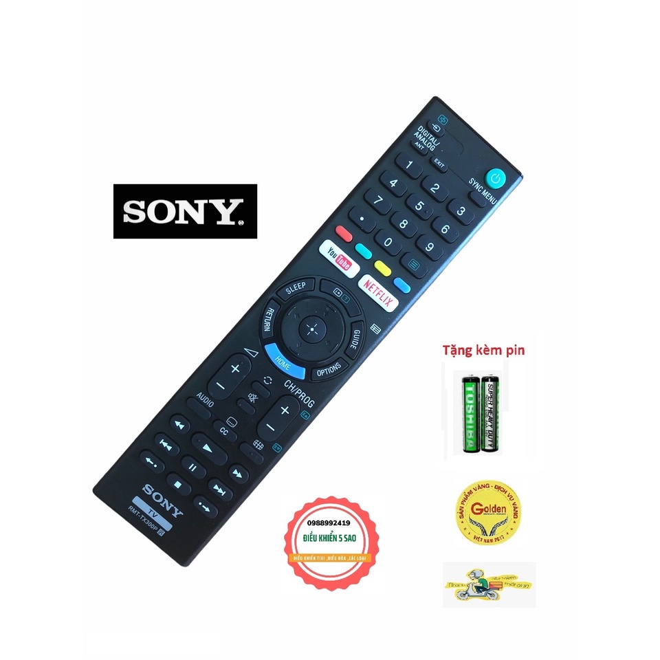 Điều khiển tivi Sony TX300P smart internet dùng tương thích với tất cả dòng tivi Smart internet hiện nay - Tặng kèm pin