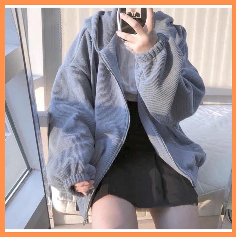 Áo Khoác Hoodie Bo Tay Bồng  Jacket nỉ form rộng  cá tính Ulzzang mã 23