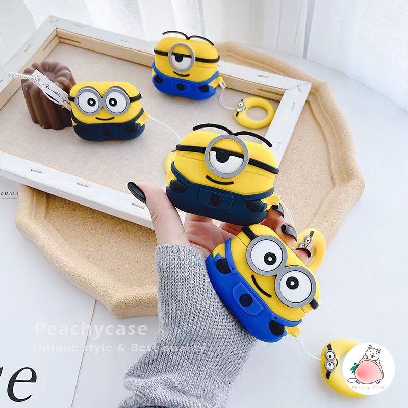 Vỏ Bảo Vệ Hộp Sạc Tai Nghe Airpods 1 2 Pro Air Pod 3 Không Dây Chống Thất Lạc Hình Minions Hoạt Hình Dễ Thương Kèm Móc Khóa Ốp