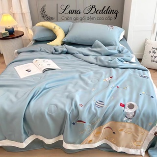 Bộ chăn ga gối 4 món tencel chăn chần cho bé yêu luna bedding