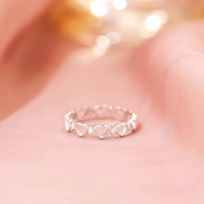 Nhẫn bạc Nhẫn đường trái tim vĩnh cửu Van Jewelry V10014 thiết kế tinh xảo