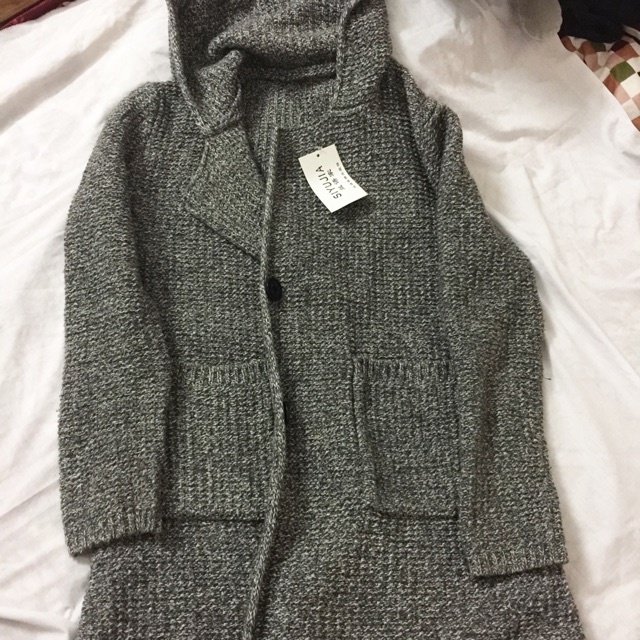 Khoác len cardigan mũ