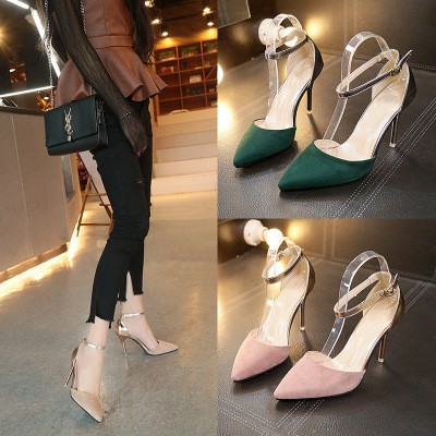 Giày cao gót nhọn 8p bít mũi gót đồng