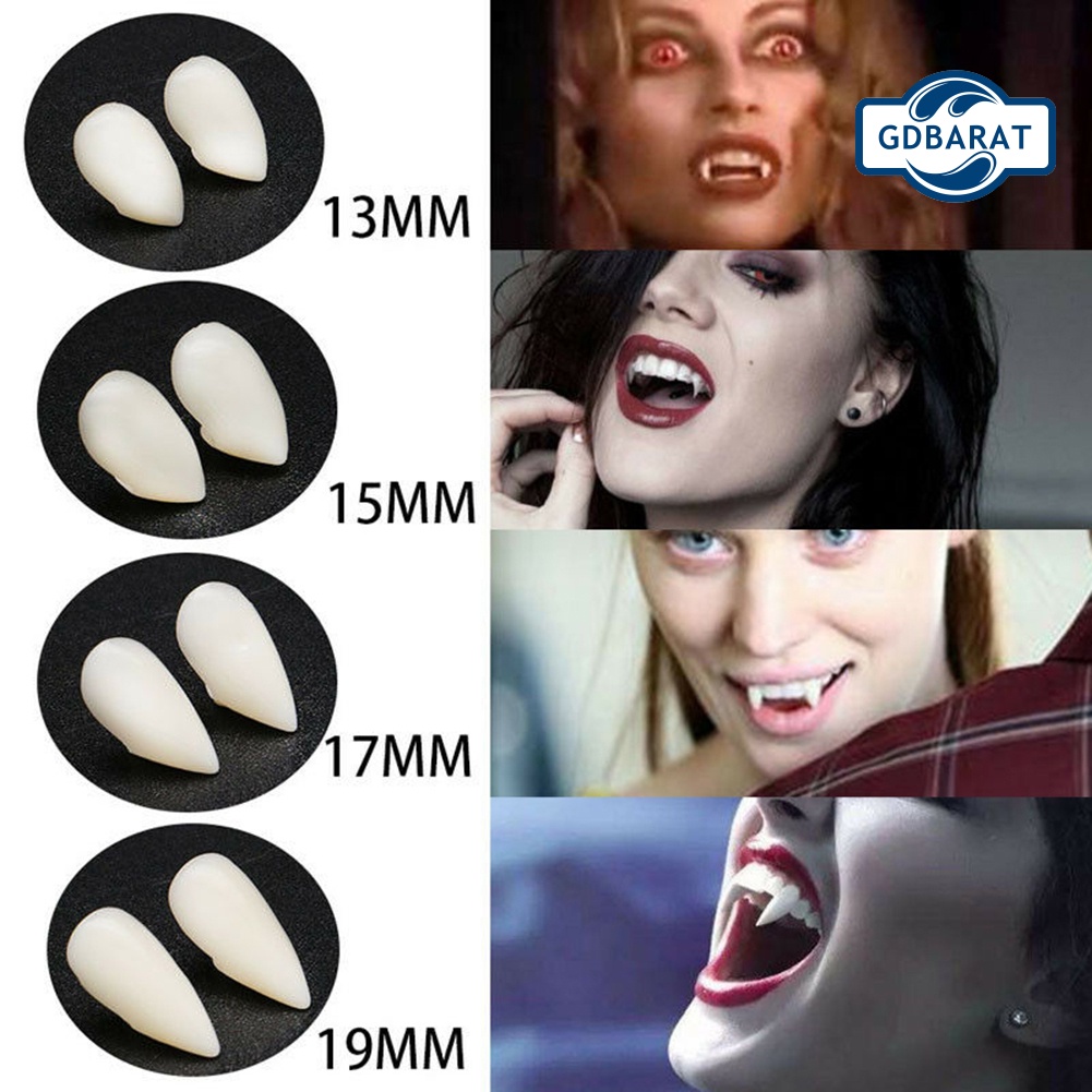 Bộ 2 Răng Nanh Giả 13/15/17/19mm Dùng Hóa Trang Halloween