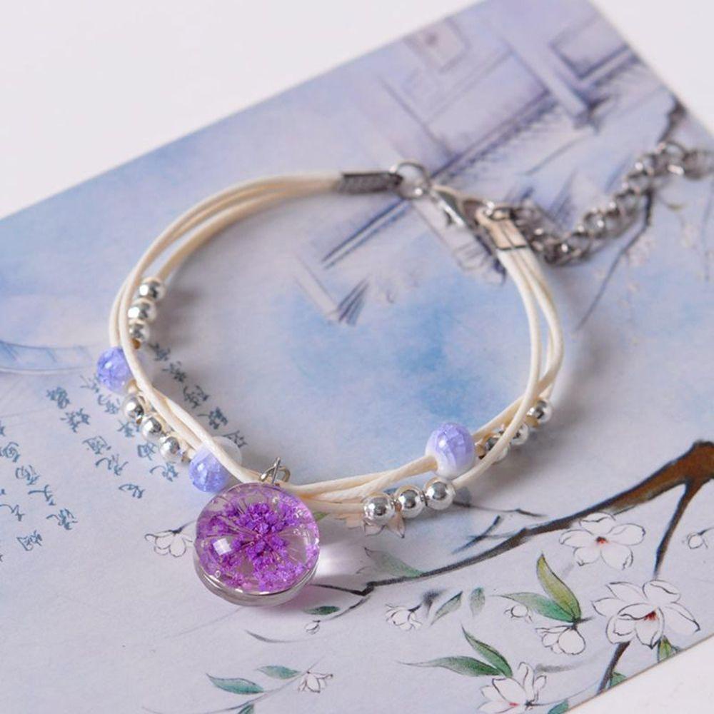 VANES1 Vòng Tay Chuỗi Hạt Gốm Sứ Phối Hoa Khô Xinh Xắn Thời Trang Mùa Hè Cho Bạn Gái