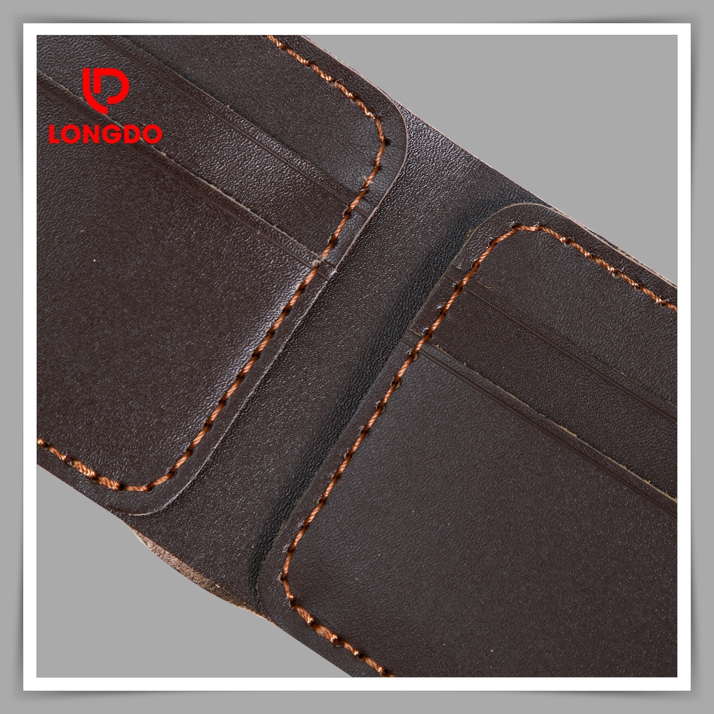 Ví da nam mini da bò thật - Bảo hành 5 năm - Hàng chính hãng thương hiệu Longdo Leather - B03