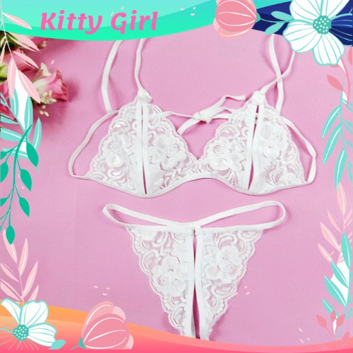 Bộ Đồ Lót Ren Xuyên Thấu Quần Chip Lọt Khe Áo Lót Không Mút Không Gọng - Nội Y Ren Sexy BL11 | BigBuy360 - bigbuy360.vn
