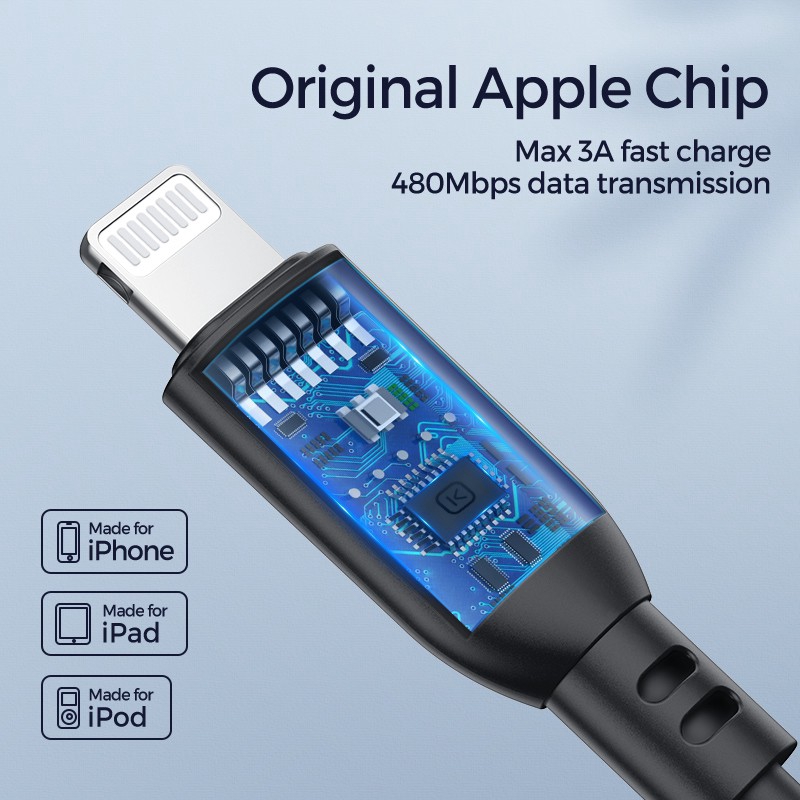 Cáp Sạc Nhanh KUULAA Cho iPhone 12 Pro Max X XS 8 XR Macbook PD Kết Nối USB Type-C 36W