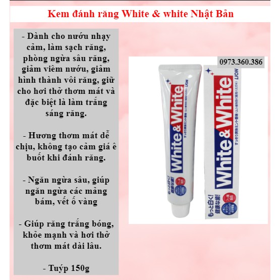 Kem Đánh Răng White &amp; White 150g Nhật Bản