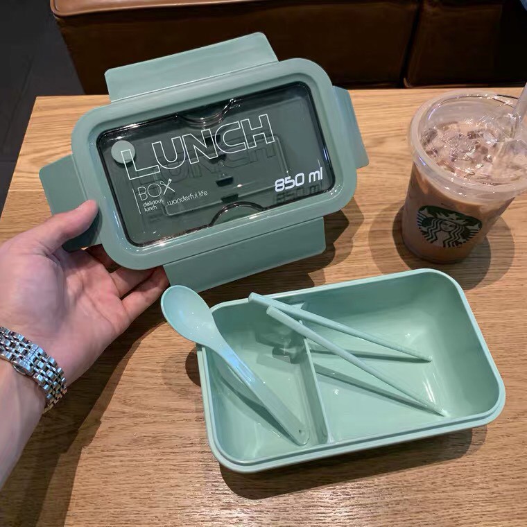 Hộp đựng cơm văn phòng cao cấp kèm đũa thìa 850ml