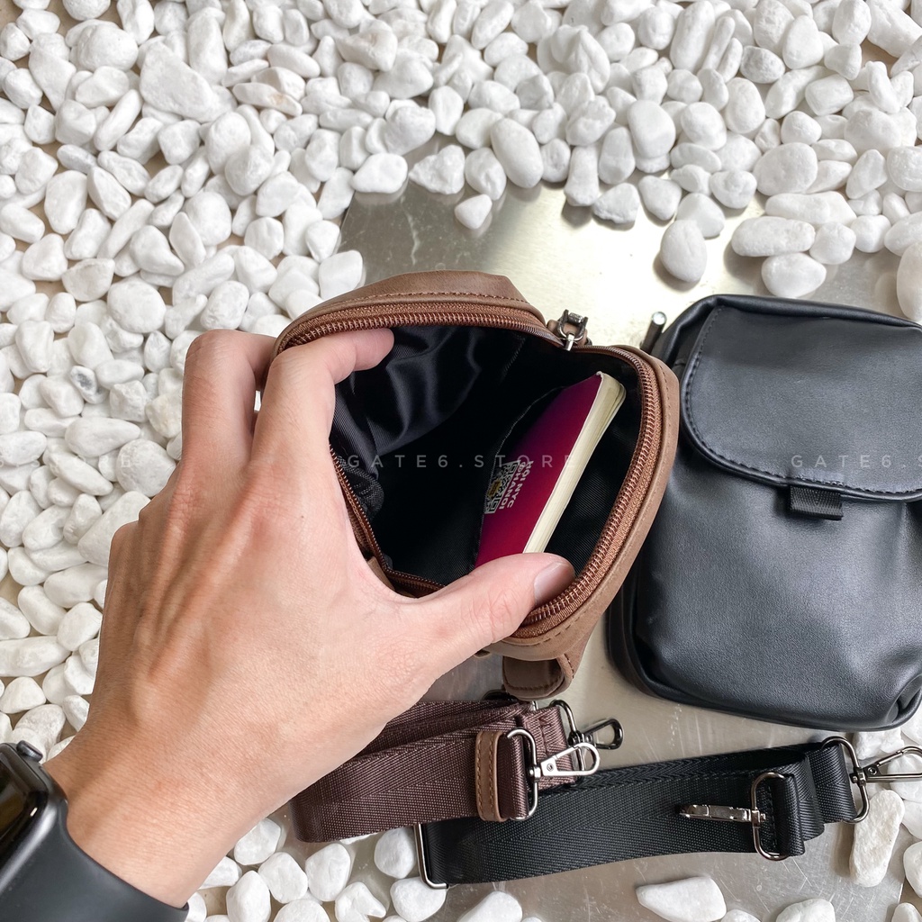 Túi đeo chéo da PU mềm, thời trang nhỏ gọn Unisex GATE6 - 20126