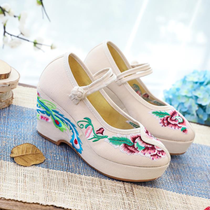 Set 2 Giày Cao Gót Thêu Họa Tiết Phong Cách Trung Hoa Cổ Điển Cho Cô Dâu A7