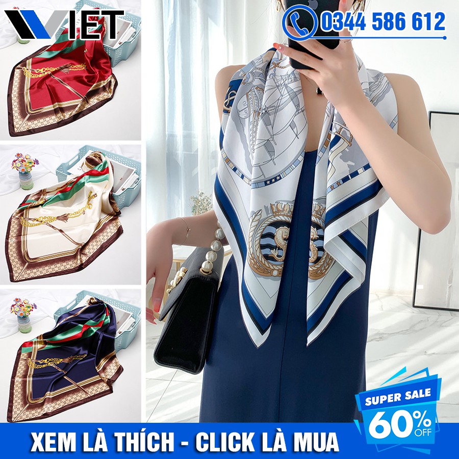 Khăn Choàng Lụa Satin Vuông 90x90 cm Khổ Lớn Làm Áo Choàng, Làm Áo Yếm Sành Điệu