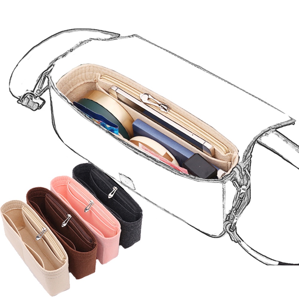 Túi chèn EVERTONER vải nỉ đựng mỹ phẩm thích hợp cho túi xách tay nữ Baguette