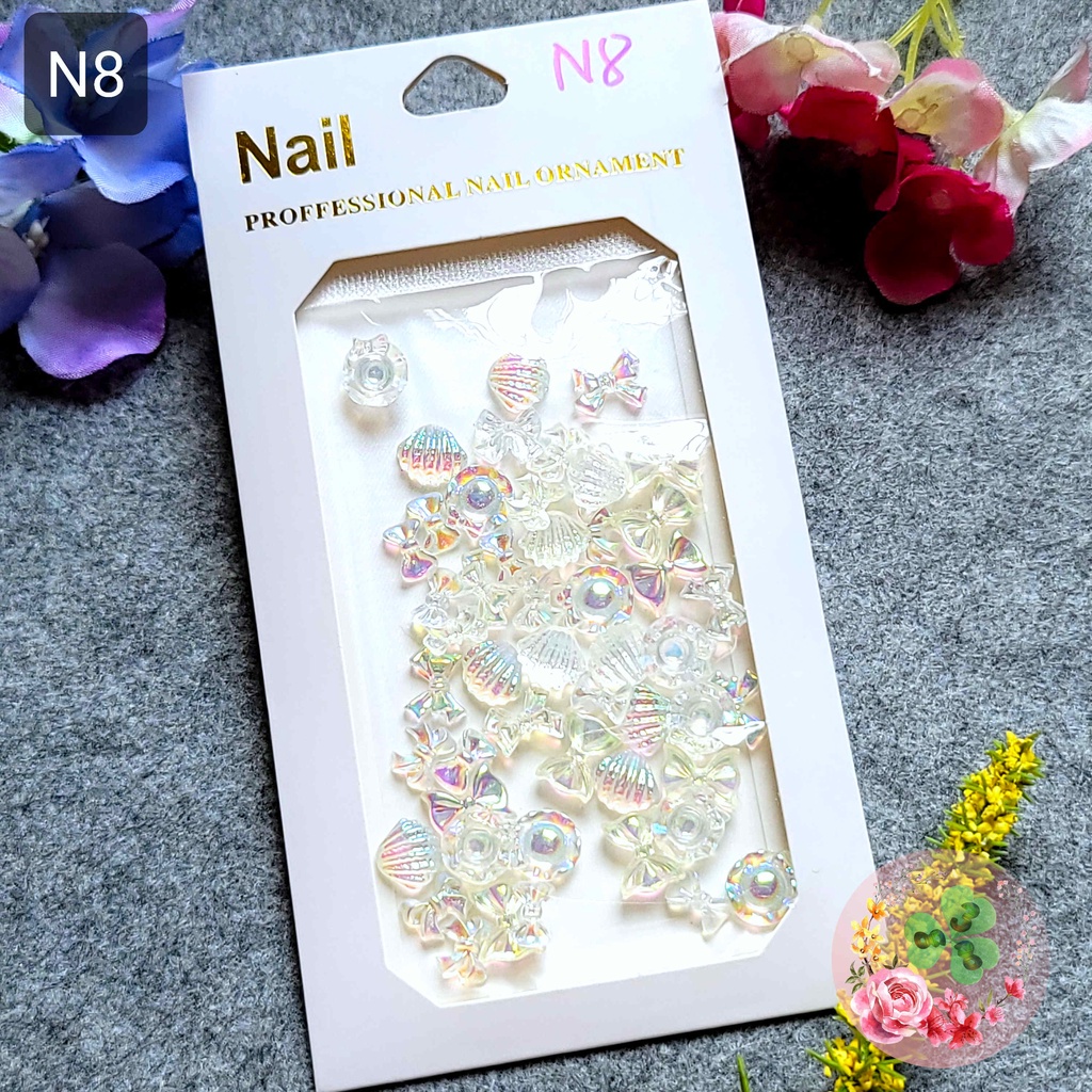 Số N8 - Set phụ kiện "Trai - Nơ", chuẩn chất lượng, đính dán móng, siêu sang chảnh.
